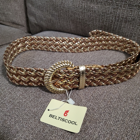 Braided Gold and Brown Belt‎ with Intricate Weave - Picture 5 of 5